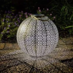 Smart Solar Giant Damasque Lantern Gold - Alton Garden Centre