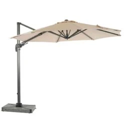 Bramblecrest - Chichester 3m Round Cantilever - Sand With 4 Part Granite Base - Alton Garden Centre -Konstsmidy Shop Bramblecrest Chichester 3m Round Side Post Parasol in Sand with Granite Base 1