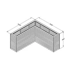 Forest - Linear Corner Planter 1.6M - Alton Garden Centre -Konstsmidy Shop CORNLINPL160 3 Line Drawing 1024x1024 1