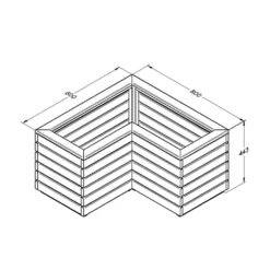 Forest - Linear Corner Planter 0.8M - Alton Garden Centre -Konstsmidy Shop CORNLINPL80 4 Line Drawing 1024x1024 1