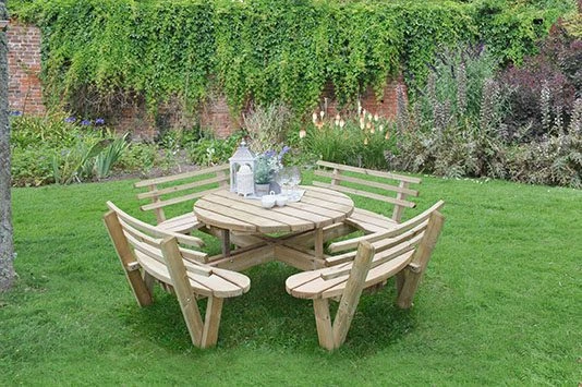 Forest - Circular Picnic Table With Seat Backs - Alton Garden Centre 3 Forest - Circular Picnic Table With Seat Backs - Alton Garden Centre