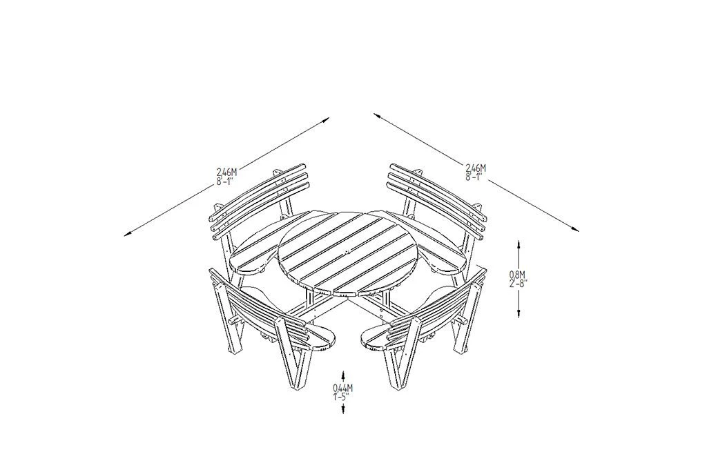 Forest - Circular Picnic Table With Seat Backs - Alton Garden Centre 6 Forest - Circular Picnic Table With Seat Backs - Alton Garden Centre - Image 4