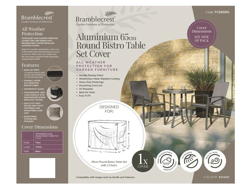 Cover: Bramblecrest - Aluminium Round Bistro Table Set Cover - Alton Garden Centre 3 Cover: Bramblecrest - Aluminium Round Bistro Table Set Cover - Alton Garden Centre