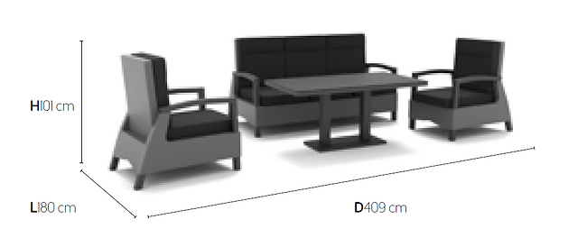 LIFE - Outdoor Living - Florence 3 Seat Reclining Sofa Set - Yacht Grey/Caron All Weather - Alton Garden Centre 4 LIFE - Outdoor Living - Florence 3 Seat Reclining Sofa Set - Yacht Grey/Caron All Weather - Alton Garden Centre - Image 2