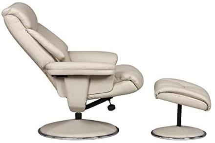 GFA - Biarritz Plush Faux Leather Swivel Recliner Armchair & Footstool - Bone - Alton Garden Centre 4 GFA - Biarritz Plush Faux Leather Swivel Recliner Armchair & Footstool - Bone - Alton Garden Centre - Image 2