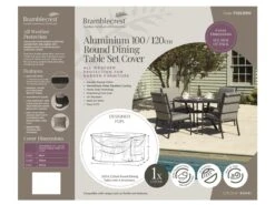 Bramblecrest - 100 & 120cm Round Dining Table Set Cover - Khaki - Alton Garden Centre