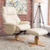 GFA - Dubai - Plush Faux Leather Swivel Recliner Armchair & Footstool - Cream - Alton Garden Centre 1 GFA - Dubai - Plush Faux Leather Swivel Recliner Armchair & Footstool - Cream - Alton Garden Centre -Konstsmidy Shop dubai cream