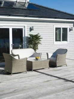 Bramblecrest - San Marie 2 Seater Sofa With All-Weather, Marine Faux Leather Upholstery, 2 Armchairs & Coffee Table - Prarie/Pearl - Alton Garden Centre 11 Bramblecrest - San Marie 2 Seater Sofa With All-Weather, Marine Faux Leather Upholstery, 2 Armchairs & Coffee Table - Prarie/Pearl - Alton Garden Centre -Konstsmidy Shop mont car sofa 1 scaled 1