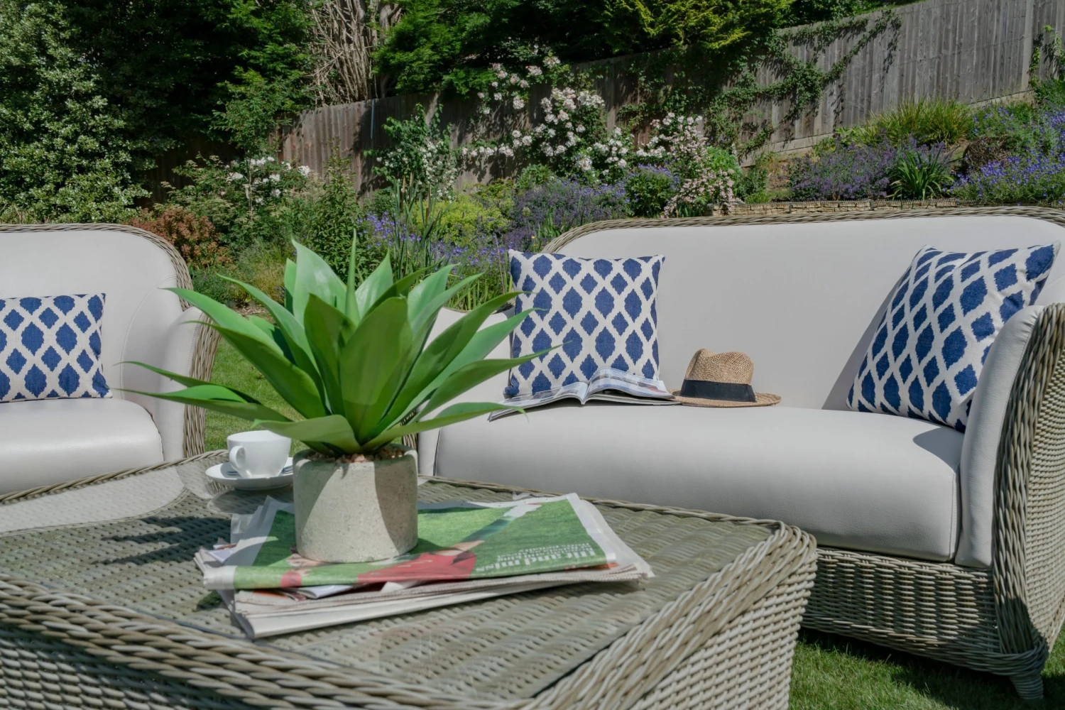 Bramblecrest - San Marie 2 Seater Sofa With All-Weather, Marine Faux Leather Upholstery, 2 Armchairs & Coffee Table - Prarie/Pearl - Alton Garden Centre 5 Bramblecrest - San Marie 2 Seater Sofa With All-Weather, Marine Faux Leather Upholstery, 2 Armchairs & Coffee Table - Prarie/Pearl - Alton Garden Centre - Image 3