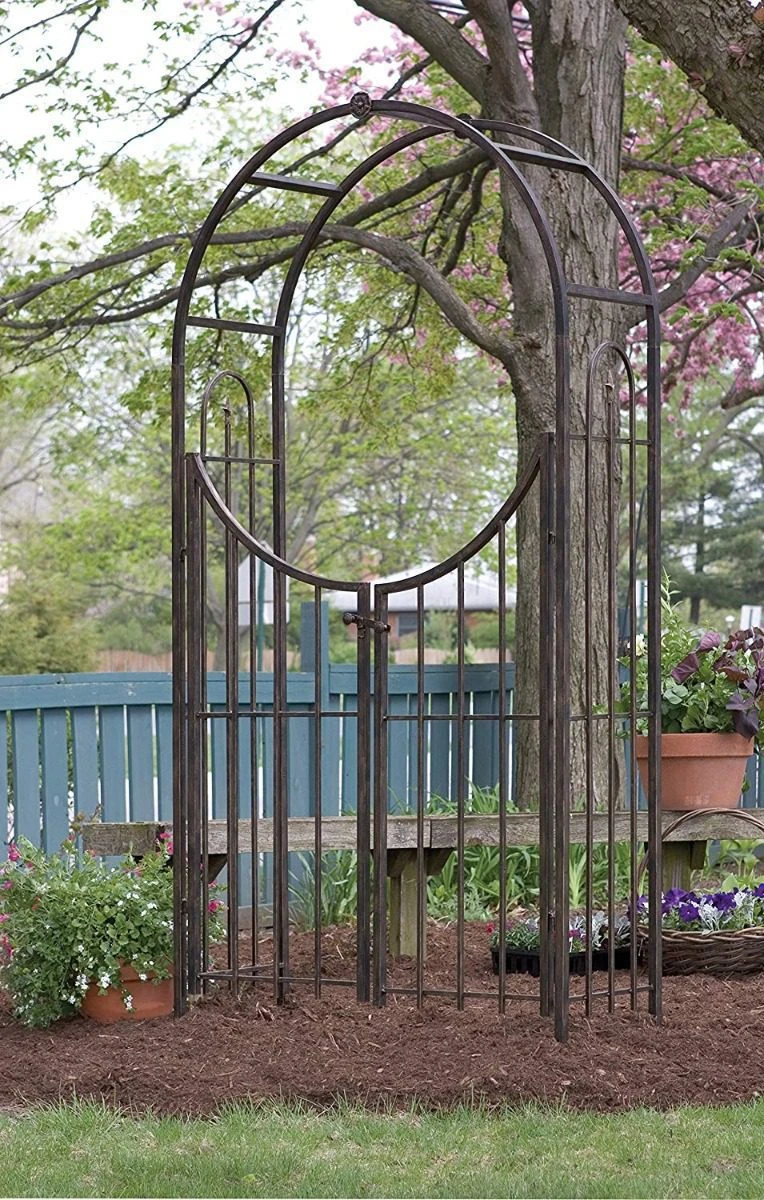 Panacea Arch Top Garden Arches With Gate - Brushed Bronze - Alton Garden Centre 4 Panacea Arch Top Garden Arches With Gate - Brushed Bronze - Alton Garden Centre - Image 2