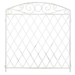 Panacea French Country Scroll Grid Link Fence - Distressed White - Alton Garden Centre