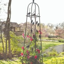 Panacea Perching Birds Obelisk - Black - Alton Garden Centre -Konstsmidy Shop products perching bird obelisk 1