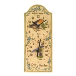 Outside In Birdberry Wall Clock & Thermometer 12 X 5" - Alton Garden Centre