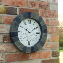 Outside In Stonegate Wall Clock & Thermometer 14" - Slate - Alton Garden Centre -Konstsmidy Shop products prodzoomimg12686