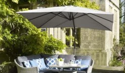Bramblecrest - Lichfield 2.7m X 2.7m Square Side Post Parasol With Granite Base & Protective Cover - Sand - Alton Garden Centre