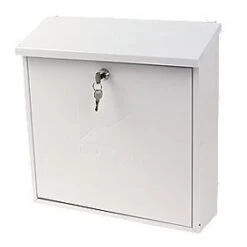 Sterling Contemporary Metal Post Box- White - Alton Garden Centre